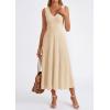 image:imagePRETTYGARDEN Summer Dresses for Women 2026 Spring Casual Sleeveless V Neck Pleated Midi Work Cocktail Wedding Guest DressBeige