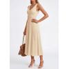 image:imagePRETTYGARDEN Summer Dresses for Women 2026 Spring Casual Sleeveless V Neck Pleated Midi Work Cocktail Wedding Guest DressBeige
