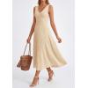 image:imagePRETTYGARDEN Summer Dresses for Women 2026 Spring Casual Sleeveless V Neck Pleated Midi Work Cocktail Wedding Guest DressBeige