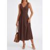 image:imagePRETTYGARDEN Summer Dresses for Women 2026 Spring Casual Sleeveless V Neck Pleated Midi Work Cocktail Wedding Guest DressBrown