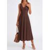 image:imagePRETTYGARDEN Summer Dresses for Women 2026 Spring Casual Sleeveless V Neck Pleated Midi Work Cocktail Wedding Guest DressBrown