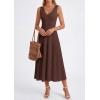 image:imagePRETTYGARDEN Summer Dresses for Women 2026 Spring Casual Sleeveless V Neck Pleated Midi Work Cocktail Wedding Guest DressBrown