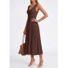 image:imagePRETTYGARDEN Summer Dresses for Women 2026 Spring Casual Sleeveless V Neck Pleated Midi Work Cocktail Wedding Guest DressBrown