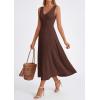 image:imagePRETTYGARDEN Summer Dresses for Women 2026 Spring Casual Sleeveless V Neck Pleated Midi Work Cocktail Wedding Guest DressBrown