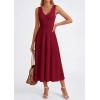 image:imagePRETTYGARDEN Summer Dresses for Women 2026 Spring Casual Sleeveless V Neck Pleated Midi Work Cocktail Wedding Guest DressBurgundy