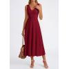 image:imagePRETTYGARDEN Summer Dresses for Women 2026 Spring Casual Sleeveless V Neck Pleated Midi Work Cocktail Wedding Guest DressBurgundy