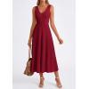 image:imagePRETTYGARDEN Summer Dresses for Women 2026 Spring Casual Sleeveless V Neck Pleated Midi Work Cocktail Wedding Guest DressBurgundy