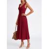 image:imagePRETTYGARDEN Summer Dresses for Women 2026 Spring Casual Sleeveless V Neck Pleated Midi Work Cocktail Wedding Guest DressBurgundy