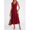 image:imagePRETTYGARDEN Summer Dresses for Women 2026 Spring Casual Sleeveless V Neck Pleated Midi Work Cocktail Wedding Guest DressBurgundy