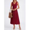 image:imagePRETTYGARDEN Summer Dresses for Women 2026 Spring Casual Sleeveless V Neck Pleated Midi Work Cocktail Wedding Guest DressBurgundy