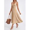 image:imagePRETTYGARDEN Summer Dresses for Women 2026 Spring Casual Sleeveless V Neck Pleated Midi Work Cocktail Wedding Guest DressDark Apricot