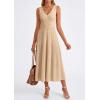 image:imagePRETTYGARDEN Summer Dresses for Women 2026 Spring Casual Sleeveless V Neck Pleated Midi Work Cocktail Wedding Guest DressDark Apricot