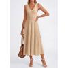 image:imagePRETTYGARDEN Summer Dresses for Women 2026 Spring Casual Sleeveless V Neck Pleated Midi Work Cocktail Wedding Guest DressDark Apricot