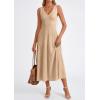 image:imagePRETTYGARDEN Summer Dresses for Women 2026 Spring Casual Sleeveless V Neck Pleated Midi Work Cocktail Wedding Guest DressDark Apricot