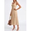 image:imagePRETTYGARDEN Summer Dresses for Women 2026 Spring Casual Sleeveless V Neck Pleated Midi Work Cocktail Wedding Guest DressDark Apricot