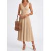image:imagePRETTYGARDEN Summer Dresses for Women 2026 Spring Casual Sleeveless V Neck Pleated Midi Work Cocktail Wedding Guest DressDark Apricot