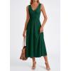 image:imagePRETTYGARDEN Summer Dresses for Women 2026 Spring Casual Sleeveless V Neck Pleated Midi Work Cocktail Wedding Guest DressDark Green