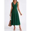 image:imagePRETTYGARDEN Summer Dresses for Women 2026 Spring Casual Sleeveless V Neck Pleated Midi Work Cocktail Wedding Guest DressDark Green