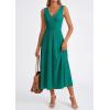 image:imagePRETTYGARDEN Summer Dresses for Women 2026 Spring Casual Sleeveless V Neck Pleated Midi Work Cocktail Wedding Guest DressGreen