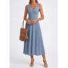image:imagePRETTYGARDEN Summer Dresses for Women 2026 Spring Casual Sleeveless V Neck Pleated Midi Work Cocktail Wedding Guest DressGrey Blue