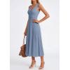 image:imagePRETTYGARDEN Summer Dresses for Women 2026 Spring Casual Sleeveless V Neck Pleated Midi Work Cocktail Wedding Guest DressGrey Blue