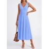 image:imagePRETTYGARDEN Summer Dresses for Women 2026 Spring Casual Sleeveless V Neck Pleated Midi Work Cocktail Wedding Guest DressLight Blue