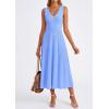 image:imagePRETTYGARDEN Summer Dresses for Women 2026 Spring Casual Sleeveless V Neck Pleated Midi Work Cocktail Wedding Guest DressLight Blue