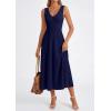 image:imagePRETTYGARDEN Summer Dresses for Women 2026 Spring Casual Sleeveless V Neck Pleated Midi Work Cocktail Wedding Guest DressNavy