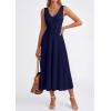 image:imagePRETTYGARDEN Summer Dresses for Women 2026 Spring Casual Sleeveless V Neck Pleated Midi Work Cocktail Wedding Guest DressNavy