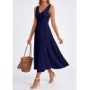 image:imagePRETTYGARDEN Summer Dresses for Women 2026 Spring Casual Sleeveless V Neck Pleated Midi Work Cocktail Wedding Guest DressNavy