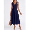 image:imagePRETTYGARDEN Summer Dresses for Women 2026 Spring Casual Sleeveless V Neck Pleated Midi Work Cocktail Wedding Guest DressNavy
