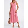 image:imagePRETTYGARDEN Summer Dresses for Women 2026 Spring Casual Sleeveless V Neck Pleated Midi Work Cocktail Wedding Guest DressPink