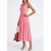 image:imagePRETTYGARDEN Summer Dresses for Women 2026 Spring Casual Sleeveless V Neck Pleated Midi Work Cocktail Wedding Guest DressPink