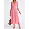 image:imagePRETTYGARDEN Summer Dresses for Women 2026 Spring Casual Sleeveless V Neck Pleated Midi Work Cocktail Wedding Guest DressPink