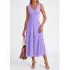 image:imagePRETTYGARDEN Summer Dresses for Women 2026 Spring Casual Sleeveless V Neck Pleated Midi Work Cocktail Wedding Guest DressPurple