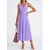 image:imagePRETTYGARDEN Summer Dresses for Women 2026 Spring Casual Sleeveless V Neck Pleated Midi Work Cocktail Wedding Guest DressPurple