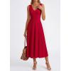 image:imagePRETTYGARDEN Summer Dresses for Women 2026 Spring Casual Sleeveless V Neck Pleated Midi Work Cocktail Wedding Guest DressRed