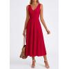 image:imagePRETTYGARDEN Summer Dresses for Women 2026 Spring Casual Sleeveless V Neck Pleated Midi Work Cocktail Wedding Guest DressRed