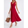 image:imagePRETTYGARDEN Summer Dresses for Women 2026 Spring Casual Sleeveless V Neck Pleated Midi Work Cocktail Wedding Guest DressRed