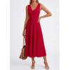 image:imagePRETTYGARDEN Summer Dresses for Women 2026 Spring Casual Sleeveless V Neck Pleated Midi Work Cocktail Wedding Guest DressRed