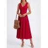 image:imagePRETTYGARDEN Summer Dresses for Women 2026 Spring Casual Sleeveless V Neck Pleated Midi Work Cocktail Wedding Guest DressRed