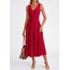 image:imagePRETTYGARDEN Summer Dresses for Women 2026 Spring Casual Sleeveless V Neck Pleated Midi Work Cocktail Wedding Guest DressRed