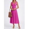 image:imagePRETTYGARDEN Summer Dresses for Women 2026 Spring Casual Sleeveless V Neck Pleated Midi Work Cocktail Wedding Guest DressRose Red