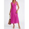 image:imagePRETTYGARDEN Summer Dresses for Women 2026 Spring Casual Sleeveless V Neck Pleated Midi Work Cocktail Wedding Guest DressRose Red