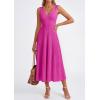 image:imagePRETTYGARDEN Summer Dresses for Women 2026 Spring Casual Sleeveless V Neck Pleated Midi Work Cocktail Wedding Guest DressRose Red