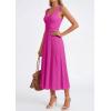 image:imagePRETTYGARDEN Summer Dresses for Women 2026 Spring Casual Sleeveless V Neck Pleated Midi Work Cocktail Wedding Guest DressRose Red
