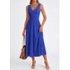 image:imagePRETTYGARDEN Summer Dresses for Women 2026 Spring Casual Sleeveless V Neck Pleated Midi Work Cocktail Wedding Guest DressRoyal Blue
