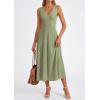 image:imagePRETTYGARDEN Summer Dresses for Women 2026 Spring Casual Sleeveless V Neck Pleated Midi Work Cocktail Wedding Guest DressSage Green
