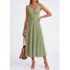 image:imagePRETTYGARDEN Summer Dresses for Women 2026 Spring Casual Sleeveless V Neck Pleated Midi Work Cocktail Wedding Guest DressSage Green