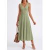 image:imagePRETTYGARDEN Summer Dresses for Women 2026 Spring Casual Sleeveless V Neck Pleated Midi Work Cocktail Wedding Guest DressSage Green